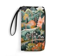 HKMNTGD Women's Wallets Leathe Printed,Aerial View Of Paris Cityscape Zip Around Credit Cards Holder Phone Clutch, Orange and Green, 19.7x10.5cm