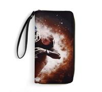 HKMNTGD Women's Wallets Leathe Printed,Girl Playing Piano Zip Around Credit Cards Holder Phone Clutch, American Football, 19.7x10.5cm