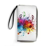 HKMNTGD Women's Wallets Leathe Printed,Nautical Sailing Pirate Theme Zip Around Credit Cards Holder Phone Clutch, Colorful Music, 19.7x10.5cm