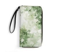 HKMNTGD Women's Wallets Leathe Printed,Sea Turtle Sunset Zip Around Credit Cards Holder Phone Clutch, Green Style Painting, 19.7x10.5cm