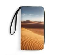 HKMNTGD Women's Wallets Leathe Printed,Summer Parrot Pineapple Birds Zip Around Credit Cards Holder Phone Clutch, Sand Dunes In The Sahara Desert, 19.7x10.5cm