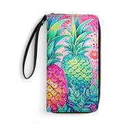 HKMNTGD Women's Wallets Leathe Printed,Three Big Pineapples Zip Around Credit Cards Holder Phone Clutch, Three Big Pineapples, 19.7x10.5cm