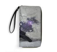HKMNTGD Women's Wallets Leathe Printed,Three Big Pineapples Zip Around Credit Cards Holder Phone Clutch, Crow on the Ground, 19.7x10.5cm