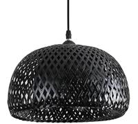 HKOLIMB Bamboo Weaving Pendant Light Boho Home Ceiling Lamp Fixtures Dome Handwoven Ceiling Mounted Bamboo Chandelier Shades Adjustable Height for Dining Room Kitchen Bedroom Foyer Hallway (Black)