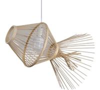HKOLIMB Creative Fish Shape Bamboo Chandelier,Natural Bamboo Weaving Lampshade,Boho Light Fixture Ceiling Mount, Farmhouse Woven Wicker Ceiling Lights for Bedroom Living Room Hallway