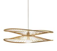 HKOLIMB Handwoven Bamboo UFO Pendant Light Two-Tone Natural Bamboo Hanging Lamp Nordic Style Kitchen Island Chandelier Lighting for Kitchen Islands, Bedrooms, Children's Rooms, Living Rooms,