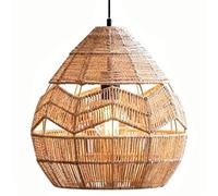 HKOLIMB Handwoven Rope Conical Pendant Light Two-Tone Wabi-Sabi Style Hanging Lamp Height Adjustable Kitchen Island Chandelier Lighting for Kitchen Islands, Bedrooms, Entryways, Cafes,