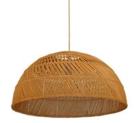 HKOLIMB Rattan Woven Semicircular Pendant Light Vintage Style Living Room Hanging Lamp 1 Pack Height Adjustable Chandelier for Kitchen Islands, Bedrooms, Children's Rooms, Living Rooms,