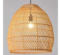 HKOLIMB Rustic Rattan Hanging Light Fixtures, Adjustable Height Boho Wicker Pendant Light, Handmade Lampshade Retro Wicker Basket Chandelier Lighting for Bedroom, Foyer,Restaurant,Balcony,