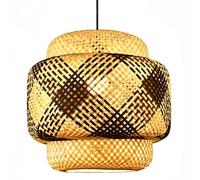 HKOLIMB Two-Tone Bamboo Pendant Light 1 Pack Handwoven Lantern Hanging Lamp Classic Style Bedroom Chandelier Lighting for Kitchen Islands, Bedrooms, Entryways, Cafes, Dining Rooms, Living Rooms,