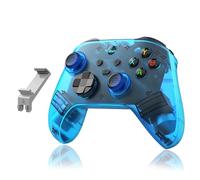 HKOORLAMULS G6 Wireless Game Controller with BT 5.3, Six Axis Body Sensation, 400mAh with Hall 3D, Ergonomic Gaming Controller Joystick Gamepad for Anti Slip Texture, 20H Playtime (blue-phoneholder)
