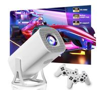 HKOORLAMULS Mini Projector with 64GB Game Storage, 160 ANSI Lumens, 1080x600P HD Resolution, HDMI, Portable for Bedroom, Home Theater, and Outdoor Use (White)