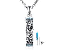 HKPATOP Cremation Urn Necklaces for Ashes, Sterling Silver Cylinder Shaped Memorial Pendant for Loved Ones Keepsake Cremation Jewelry Gifts for Women Men, Sterling Silver, Stainless Steel, No Gemstone