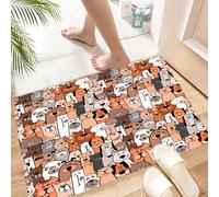 HKPOEQ Non-Slip Absorbent Microfiber Mats,Machine Washable Quick Dry Rugs,Memory Foam Bath Mat,Bathroom Accessories,Animals, a series of colorful cartoon dogs and cats, doodle style design,24x39 in