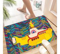 HKPOEQ Non-Slip Absorbent Microfiber Mats,Machine Washable Quick Dry Rugs,Memory Foam Bath Mat,Bathroom Accessories,Yellow Submarine The Beatles Rock Band Illustration,24x39 in