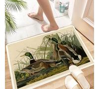 HKPOEQ Non-Slip Absorbent Microfiber Mats,Machine Washable Quick Dry Rugs,Memory Foam Bath Mat,Bathroom Accessories,Wild ducks, reeds and ducks in the water in the natural habitat show the b,24x39 in