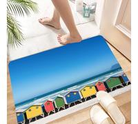 HKPOEQ Non-Slip Absorbent Microfiber Mats,Machine Washable Quick Dry Rugs,Memory Foam Bath Mat,Bathroom Accessories,Colorful coastal seaside，Vivid beach hut in the ocean beautiful scenery，Co,24x39 in