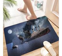 HKPOEQ Non-Slip Absorbent Microfiber Mats,Machine Washable Quick Dry Rugs,Memory Foam Bath Mat,Bathroom Accessories,Titanic Ocean Liner crashed into an iceberg in 1912 on the Atlantic Ocean,24x39 in