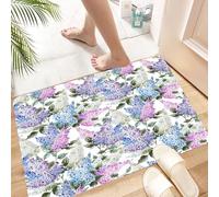 HKPOEQ Non-Slip Absorbent Microfiber Mats,Machine Washable Quick Dry Rugs,Memory Foam Bath Mat,Bathroom Accessories,with bird on branch flowering lilac and colorful butterflies.,24x39 in