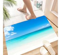 HKPOEQ Non Slip Bath Mat Machine Washable Durable Soft Fluffy Microfiber Bathroom Mat Water Absorbent Bath Rug,Beautiful Tropical Beach and Sea with Blue Sky Background,24x36 in