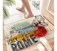 HKPOEQ Non Slip Bath Mat Machine Washable Durable Soft Fluffy Microfiber Bathroom Mat Water Absorbent Bath Rug,Artistic Roman sketches, creative renderings of Roman architecture, highlighte,16x24 in