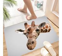 HKPOEQ Non Slip Bath Mat Machine Washable Durable Soft Fluffy Microfiber Bathroom Mat Water Absorbent Bath Rug,Animal, The Giraffe's Head Recreated in a Striking, Polygonal Design,16x24 in