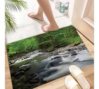 HKPOEQ Non Slip Bath Mat Machine Washable Durable Soft Fluffy Microfiber Bathroom Mat Water Absorbent Bath Rug,The small stream flowing among the stones in the forest,24x36 in