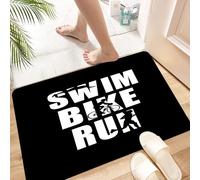 HKPOEQ Non Slip Bath Mat Machine Washable Durable Soft Fluffy Microfiber Bathroom Mat Water Absorbent Bath Rug,Triathlon hand drawn lettering quote Swim fast Bike strong Run to win On chalk,24x36 in
