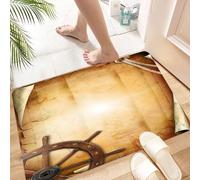 HKPOEQ Non Slip Bath Mat Machine Washable Durable Soft Fluffy Microfiber Bathroom Mat Water Absorbent Bath Rug,Ships Wheel Decor,Illustration of Steering Wheel on Old Antique Paper Historic,24x36 in