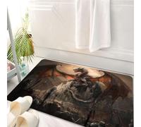 HKPOEQ Non Slip Bath Mat Machine Washable Durable Soft Fluffy Microfiber Bathroom Mat Water Absorbent Bath,Dragon Medieval Battle with Gothic Monster Horror War Medieval Vintage Print,50x80 cm