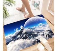 HKPOEQ Non Slip Bath Mat Machine Washable Durable Soft Fluffy Microfiber Bathroom Mat Water Absorbent Bath Rug,Fantasy,Celestial View of Snow Capped Mountains and A Transpar,16x24 in
