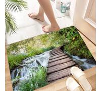HKPOEQ Non Slip Bath Mat Machine Washable Durable Soft Fluffy Microfiber Bathroom Mat Water Absorbent Bath Rug,Together, wooden walkway along the stream in the green, aquatic landscape of t,24x36 in