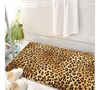 HKPOEQ Non Slip Bath Mat Machine Washable Durable Soft Fluffy Microfiber Bathroom Mat Water Absorbent Bath,Animal Print Decor,Wild Animal Leopard Skin Pattern Wildlife,50x80 cm