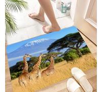 HKPOEQ Non Slip Bath Mat Machine Washable Durable Soft Fluffy Microfiber Bathroom Mat Water Absorbent Bath Rug,National Park of Kenya Africa Wildlife Animal Nature Safari Giraffes in the mo,16x24 in