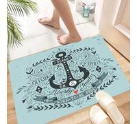 HKPOEQ Non Slip Bath Mat Machine Washable Durable Soft Fluffy Microfiber Bathroom Mat Water Absorbent Bath Rug,l design, an anchor decorated with marine elements, surrounded by inspiring ph,24x36 in