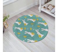 HKPOEQ Non Slip Bath Mat Machine Washable Durable Soft Fluffy Microfiber Bathroom Mat Water Absorbent Bath Rug,Bunny holding Easter egg. Happy Easter seamless background pattern. Vector ill,31x31 in