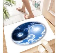 HKPOEQ Non Slip Bath Mat Machine Washable Durable Soft Fluffy Microfiber Bathroom Mat Water Absorbent Bath Rug,Apartment decor, Yin Yang World with Harmony of Moon and Sun of,16x24 in