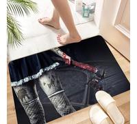 HKPOEQ Non Slip Bath Mat Machine Washable Durable Soft Fluffy Microfiber Bathroom Mat Water Absorbent Bath Rug,The bloody axe-wielder beneath the Gothic skirt,16x24 in