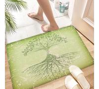 HKPOEQ Non Slip Bath Mat Machine Washable Durable Soft Fluffy Microfiber Bathroom Mat Water Absorbent Bath Rug,Tree of life, roots in soil reflect mysterious life wisdom growth and aging ap,16x24 in