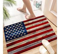 HKPOEQ Non Slip Bath Mat Machine Washable Durable Soft Fluffy Microfiber Bathroom Mat Water Absorbent Bath Rug,USA old painted American flag on dark wooden fence,24x36 in