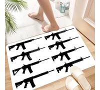 HKPOEQ Non Slip Bath Mat Machine Washable Durable Soft Fluffy Microfiber Bathroom Mat Water Absorbent Bath Rug,Black and White, Silhouette tary Army Rifles Shotgun Sniper Firearms Weapon, B,16x24 in