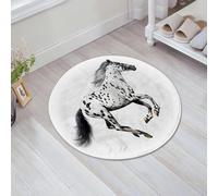 HKPOEQ Non Slip Bath Mat Machine Washable Durable Soft Fluffy Microfiber Bathroom Mat Water Absorbent Bath Rug,Animal, a bold spotted horse with a flowing mane, captures the nature of freed,31x31 in