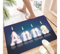 HKPOEQ Non Slip Bath Mat Machine Washable Durable Soft Fluffy Microfiber Bathroom Mat Water Absorbent Bath Rug,Birthday candle, candle shape Anna, candle with small star shape and blue back,16x24 in