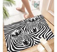 HKPOEQ Non Slip Bath Mat Machine Washable Durable Soft Fluffy Microfiber Bathroom Mat Water Absorbent Bath Rug,Safari, Pair of zebras Eyes Faces Heads Drawing artist,16x24 in
