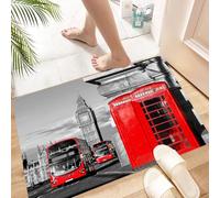 HKPOEQ Non Slip Bath Mat Machine Washable Durable Soft Fluffy Microfiber Bathroom Mat Water Absorbent Bath Rug,London telephone booth in the street. Traditional local cultural icon England,24x36 in