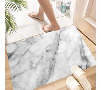 HKPOEQ Non Slip Bath Mat Machine Washable Durable Soft Fluffy Microfiber Bathroom Mat Water Absorbent Bath Rug,Marble,Granite Surface Motif with Sketch Nature Effect an,24x36 in