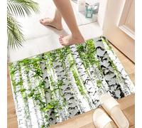 HKPOEQ Non Slip Bath Mat Machine Washable Durable Soft Fluffy Microfiber Bathroom Mat Water Absorbent Bath Rug,oodland,Birch Trees in The Forest Summertime Wildlife Nature Themed ating Pict,24x36 in