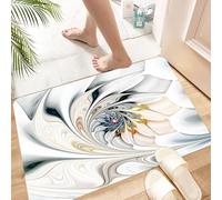 HKPOEQ Non Slip Bath Mat Machine Washable Durable Soft Fluffy Microfiber Bathroom Mat Water Absorbent Bath Rug,Exotic flower. Multicolored stained glass. 3D illustration. Sacred geometry. M,24x36 in