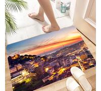 HKPOEQ Non Slip Bath Mat Machine Washable Durable Soft Fluffy Microfiber Bathroom Mat Water Absorbent Bath Rug,Old City of Jerusalem Historic City Center Israel Twilight View,24x36 in