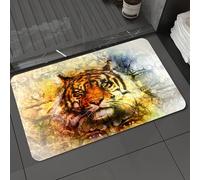 HKPOEQ Non Slip Bath Mat Machine Washable Durable Soft Fluffy Microfiber Bathroom Mat Water Absorbent Bath Rug,painting of a bright mighty tiger head on ornamental background and mystic fac,24x36 in